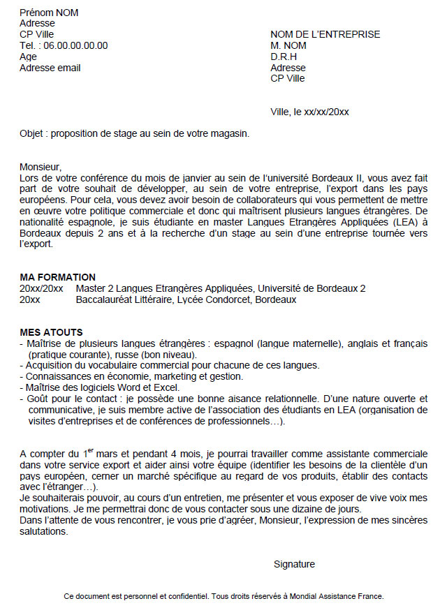 Exemples de CV Lettre de motivation  Objectif Emploi 