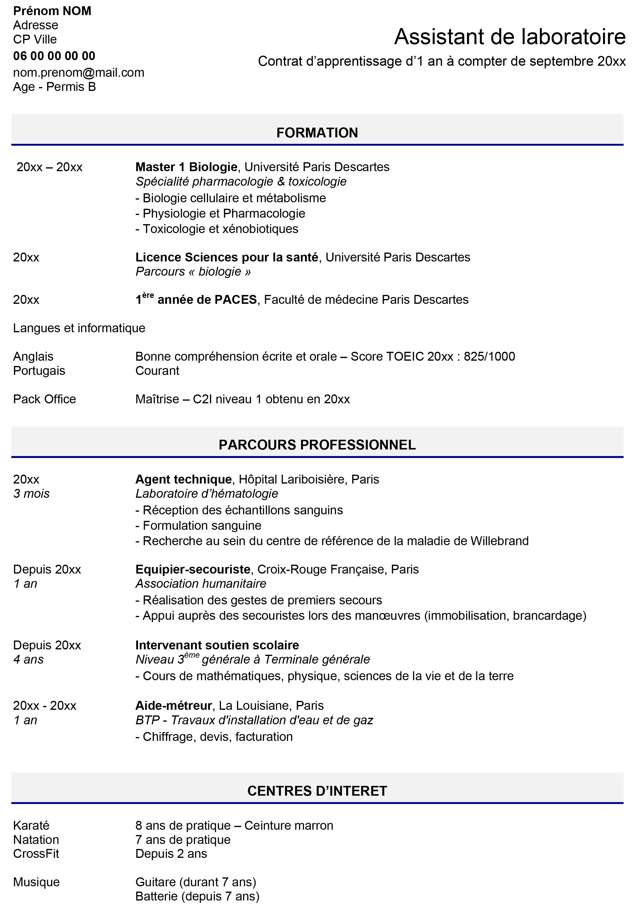 Exemple CV Alternance | Objectif Emploi Orientation