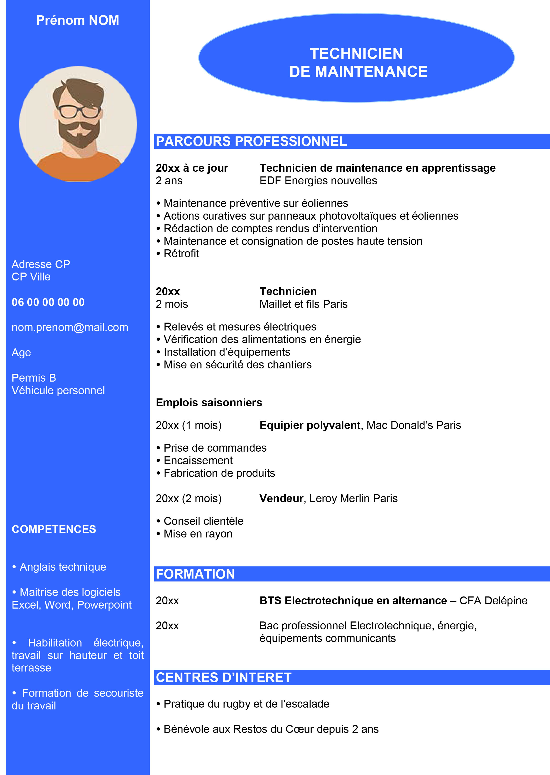 Exemple de CV  Objectif Emploi Orientation