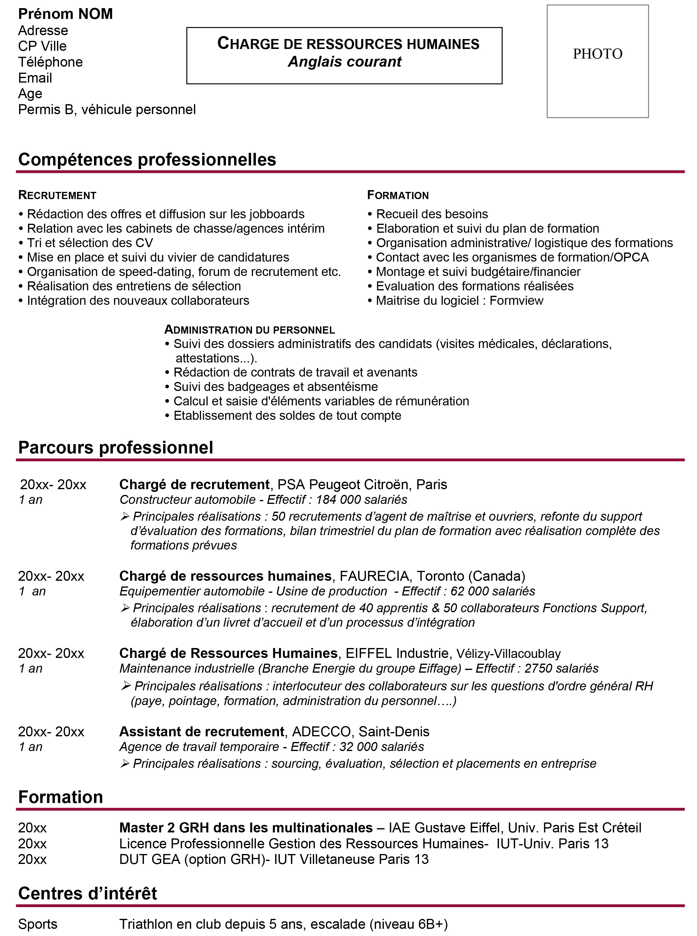 Exemple de CV par compétences  Objectif Emploi Orientation