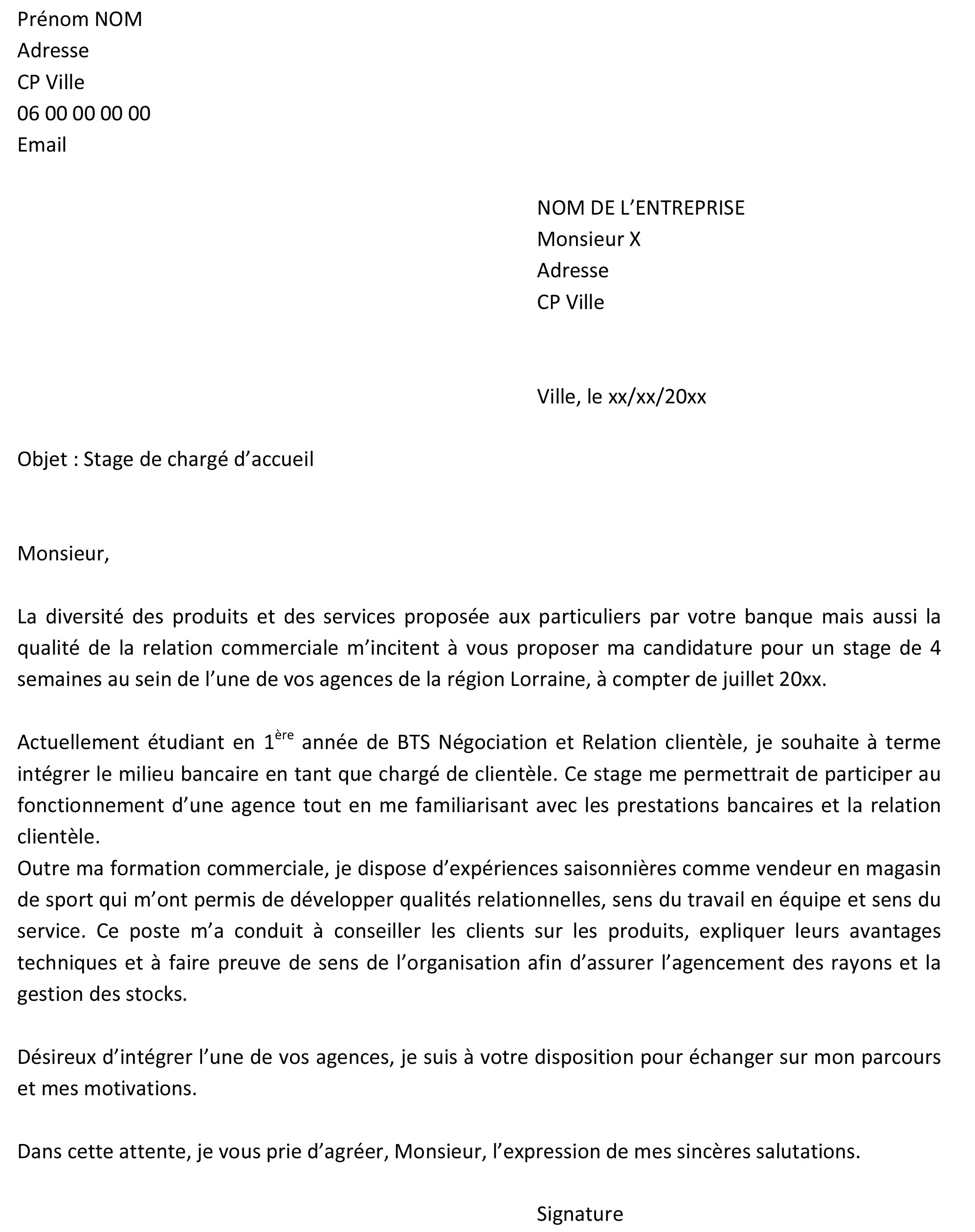 Lettre De Motivation Stage Objectif Emploi Orientation