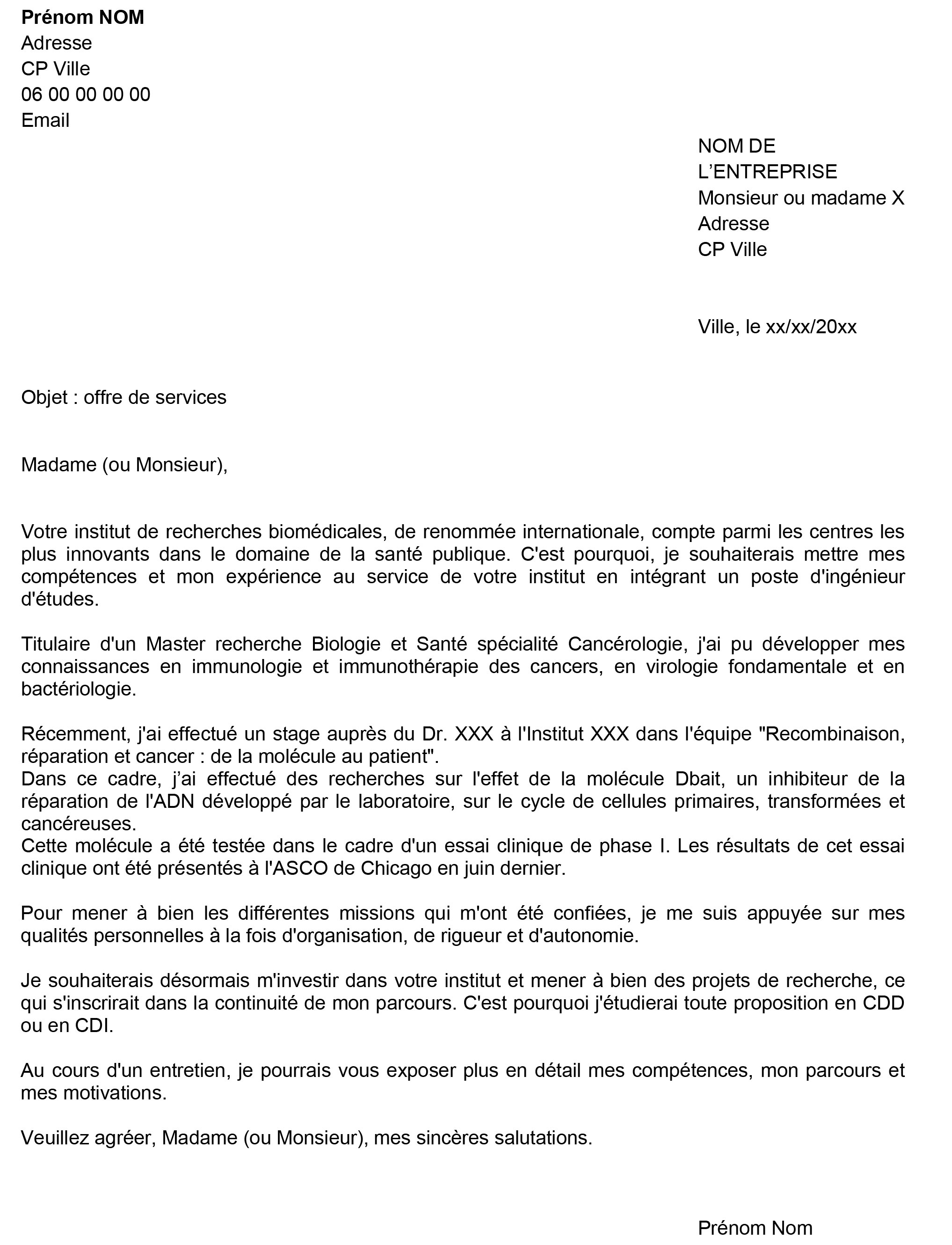 Lettre De Candidature Spontanee Gratuite